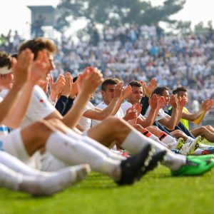 Rijeka, 06.04.2014., 1. MaxTV Hrvatska nogometna liga. Fotografije s "jadranskog derbija" izmedu Rijeke i Hajduka odigranog na prepunom stadionu na Kantridi. Rijeka je pobijedila sa 4:1